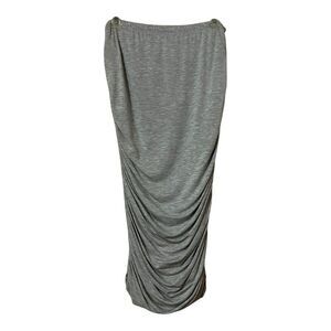Green Envelope Womens Size Large Gray Ruched Side Midi Pull On Skirt